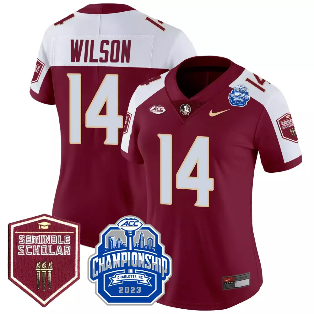 johnny wilson garnet alternate mens florida state seminoles 2023 acc championship patch vapor jersey all stitched