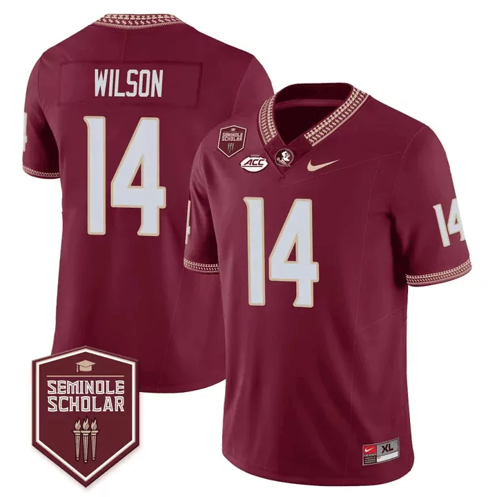 johnny wilson garnet mens florida state seminoles scholar patch vapor limited jersey all stitched