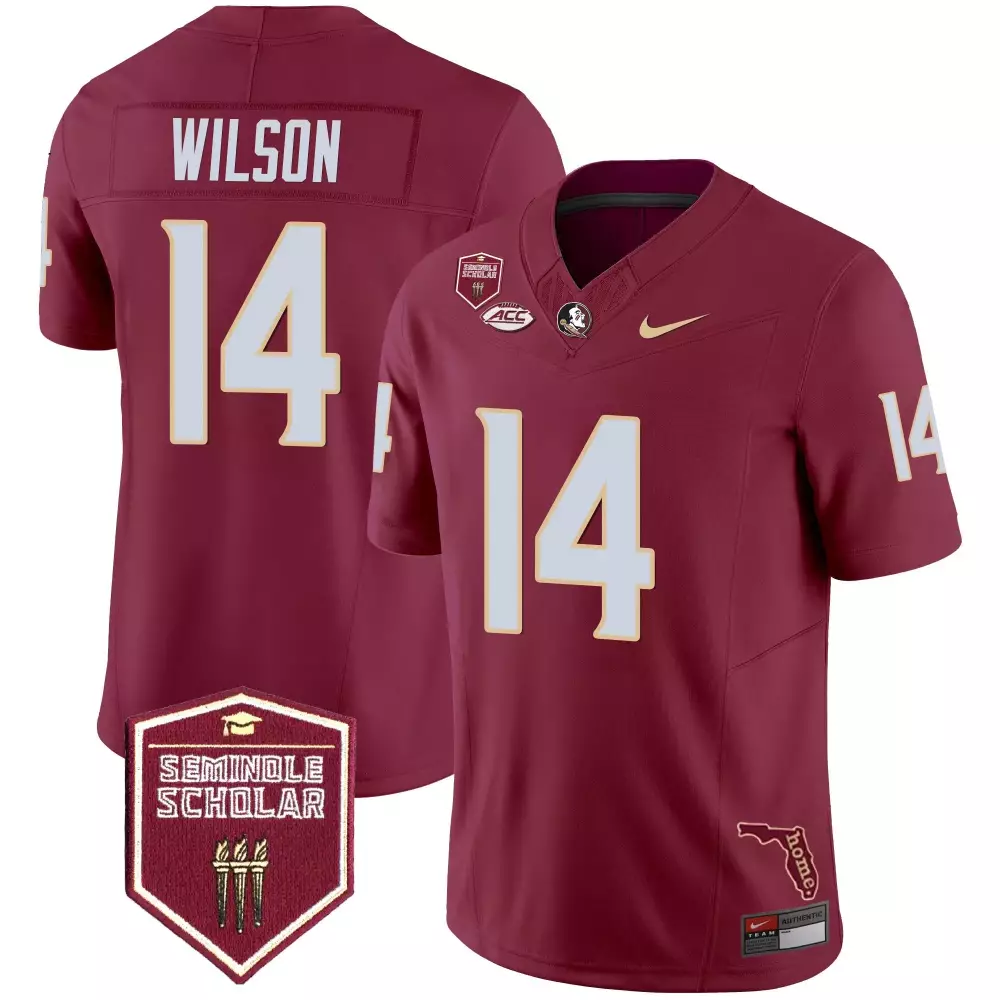 johnny wilson garnet mens florida state seminoles scholar patch vapor limited jersey all stitched