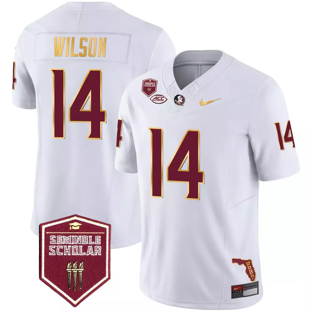 johnny wilson white mens florida state seminoles gold trim vapor jersey all stitched