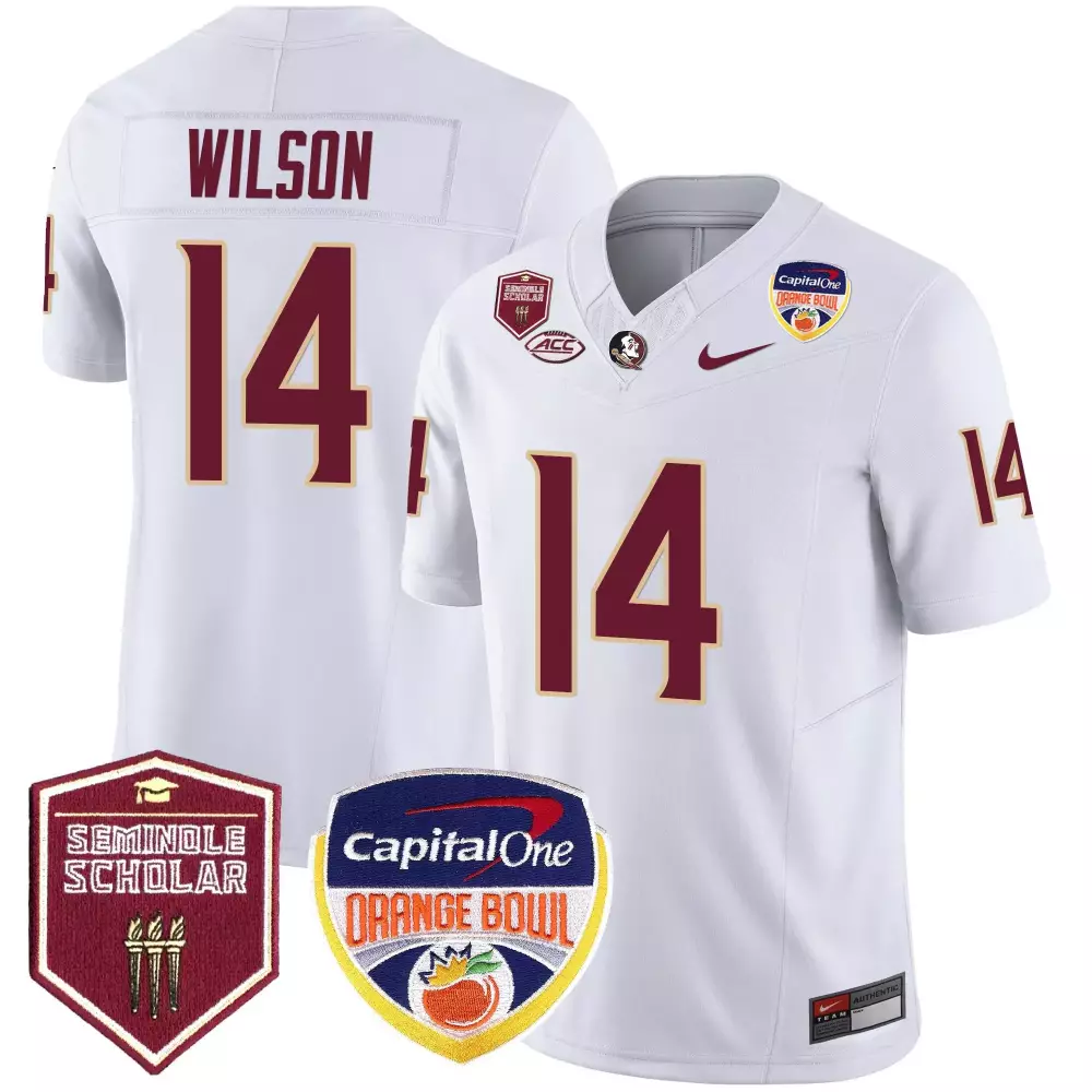 johnny wilson white mens florida state seminoles gold trim vapor jersey all stitched