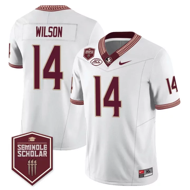 johnny wilson white mens florida state seminoles gold trim vapor jersey all stitched