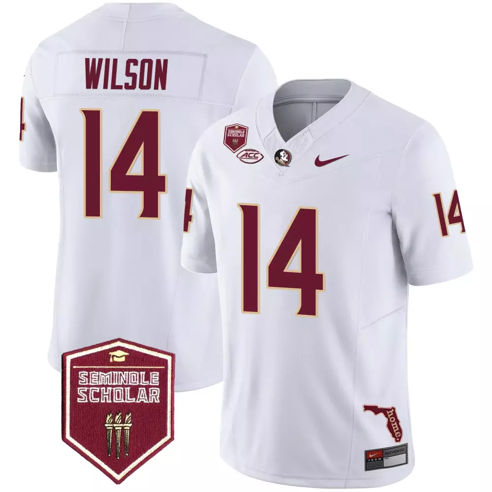 johnny wilson white mens florida state seminoles gold trim vapor jersey all stitched