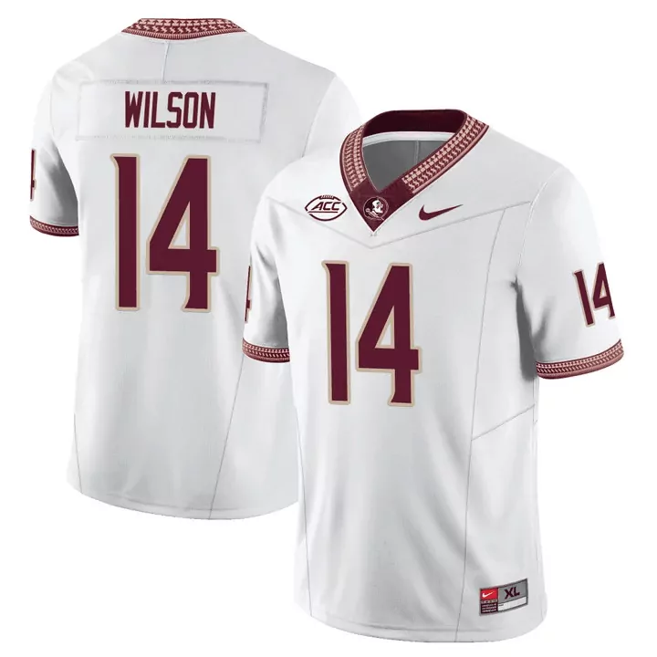 johnny wilson white mens florida state seminoles gold trim vapor jersey all stitched