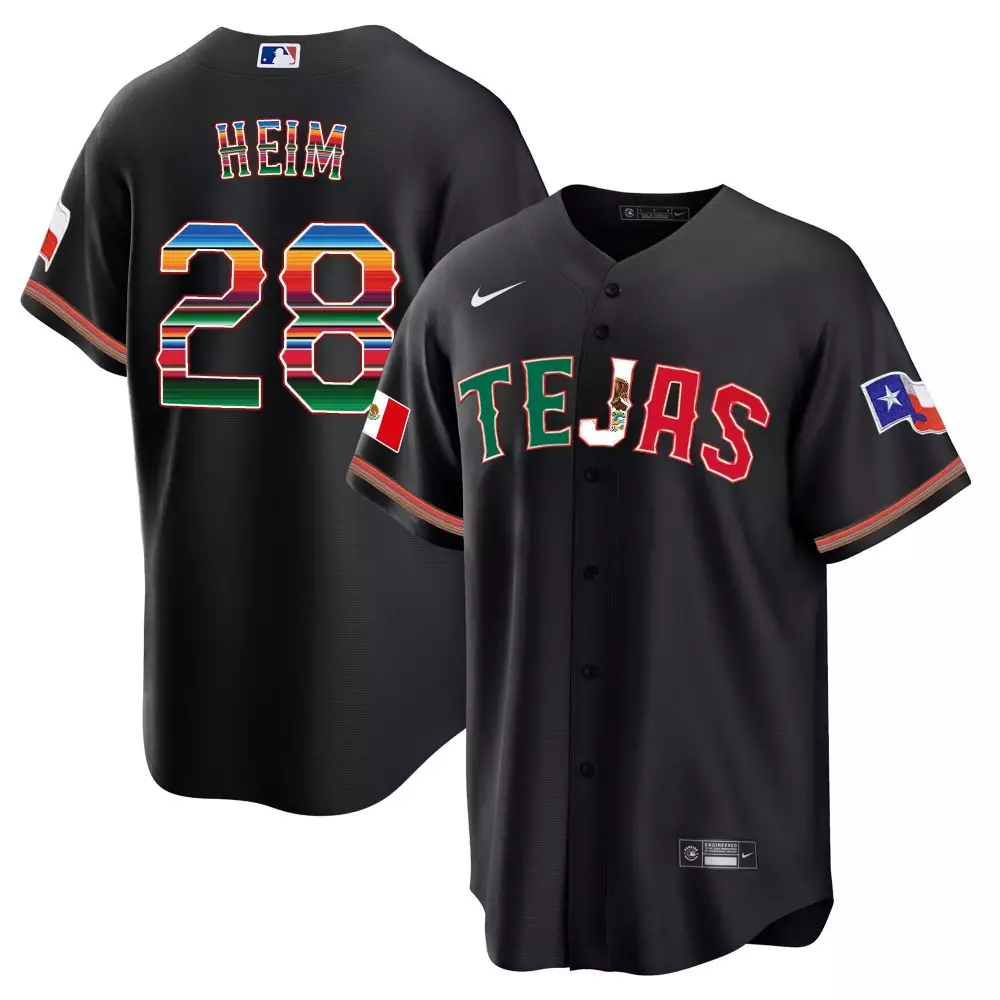 jonah heim black mens texas rangers mexico champions patch vapor premier limited jersey all stitched