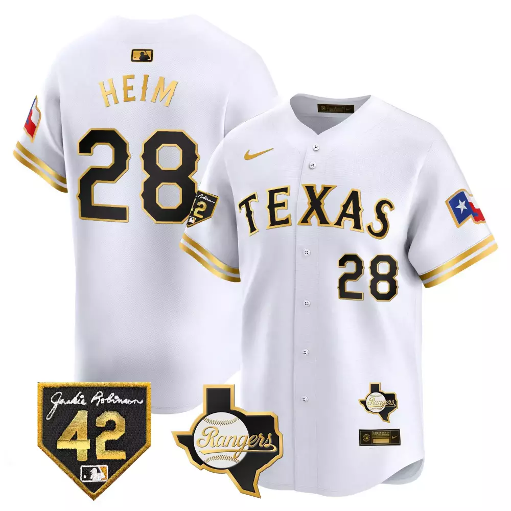 jonah heim white gold mens texas rangers 2024 jackie robinson patch vapor premier limited jersey all stitched