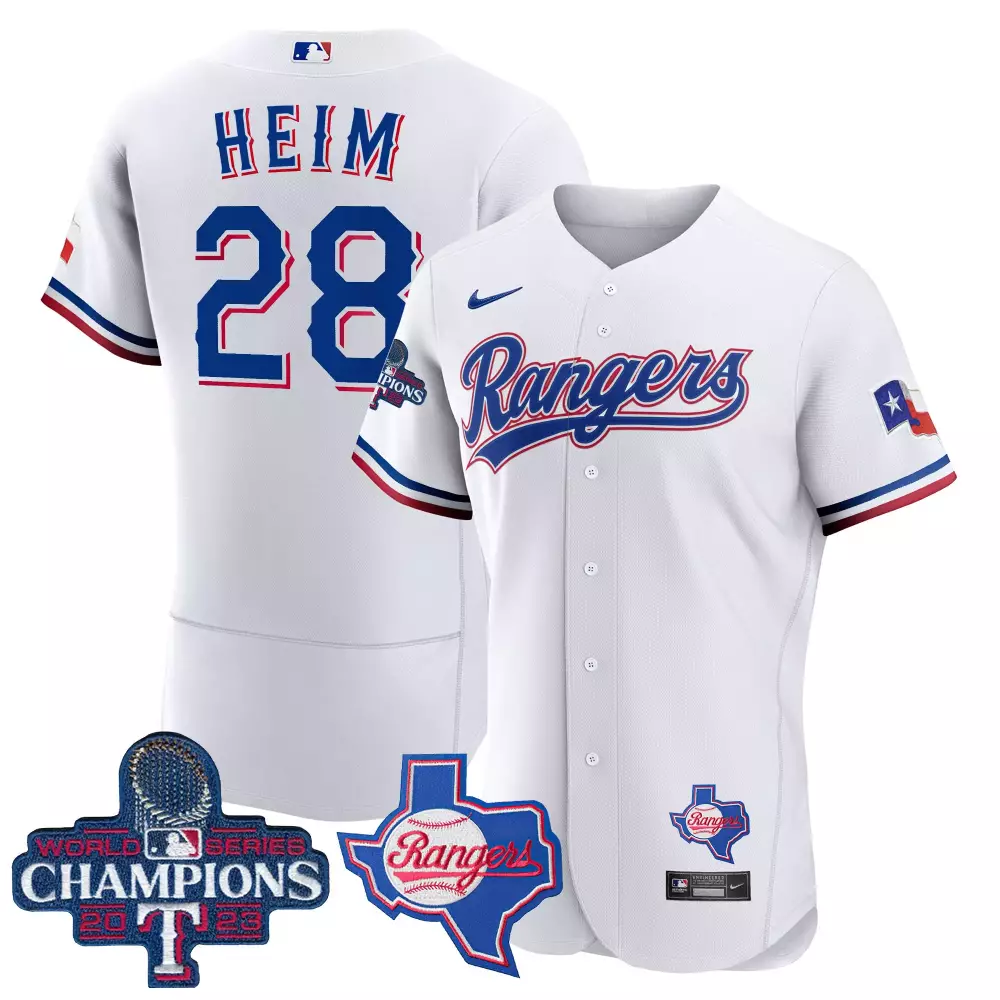 Jonah Heim White Men's Texas Rangers 2023 World Series Champions Cool Base Jersey V3 | All Stitched | Limited Edition for Men, Women & Youth