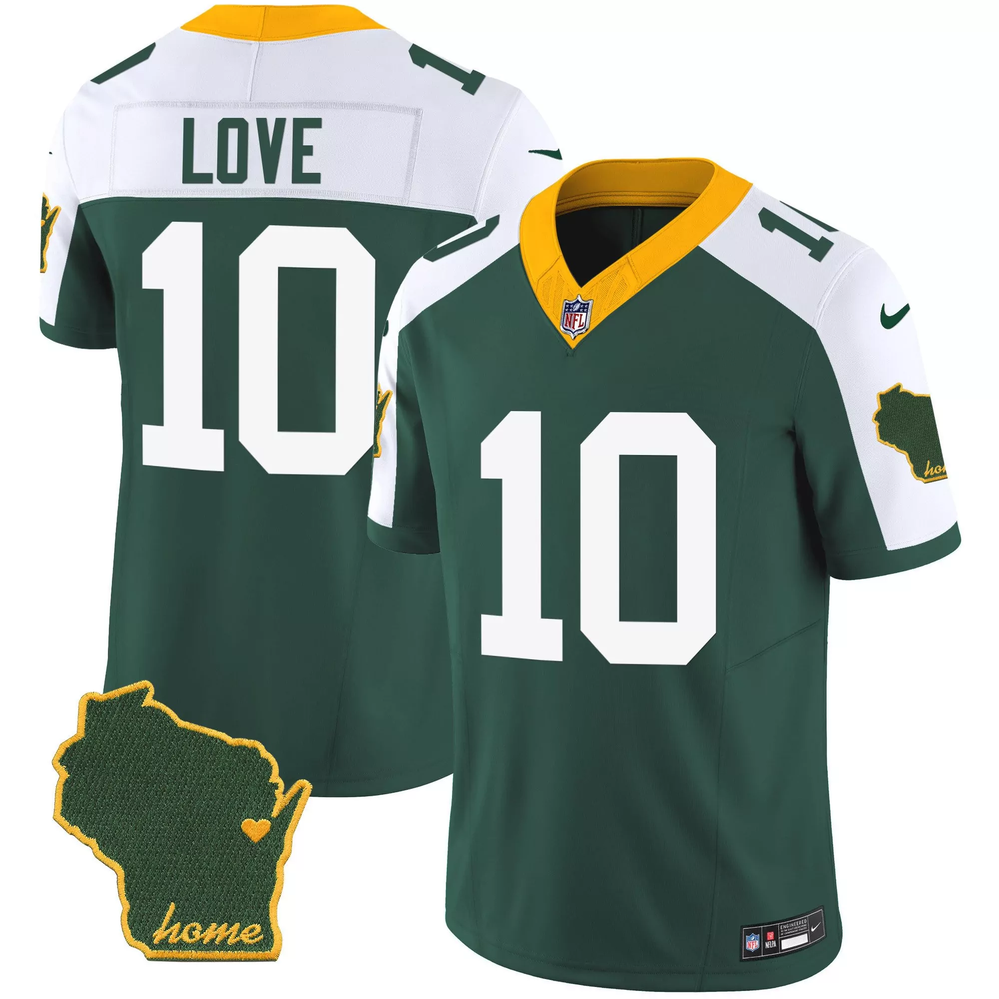 jordan love alternate mens green bay packers home patch vapor jersey all stitched