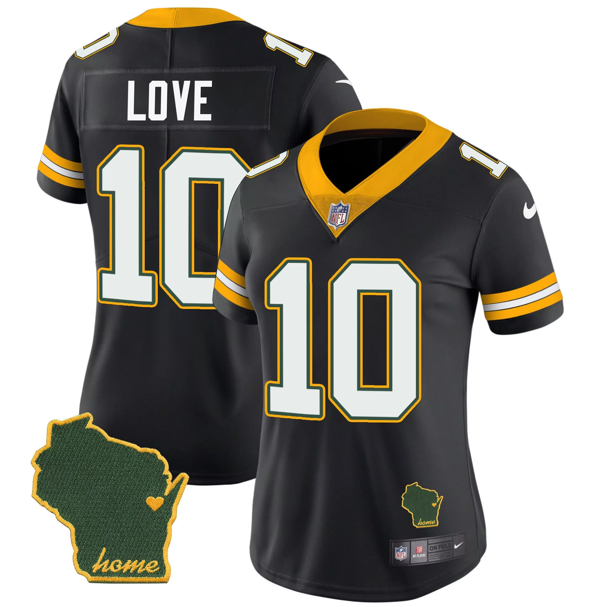 jordan love black womens green bay packers cheese vapor limited jersey all stitched