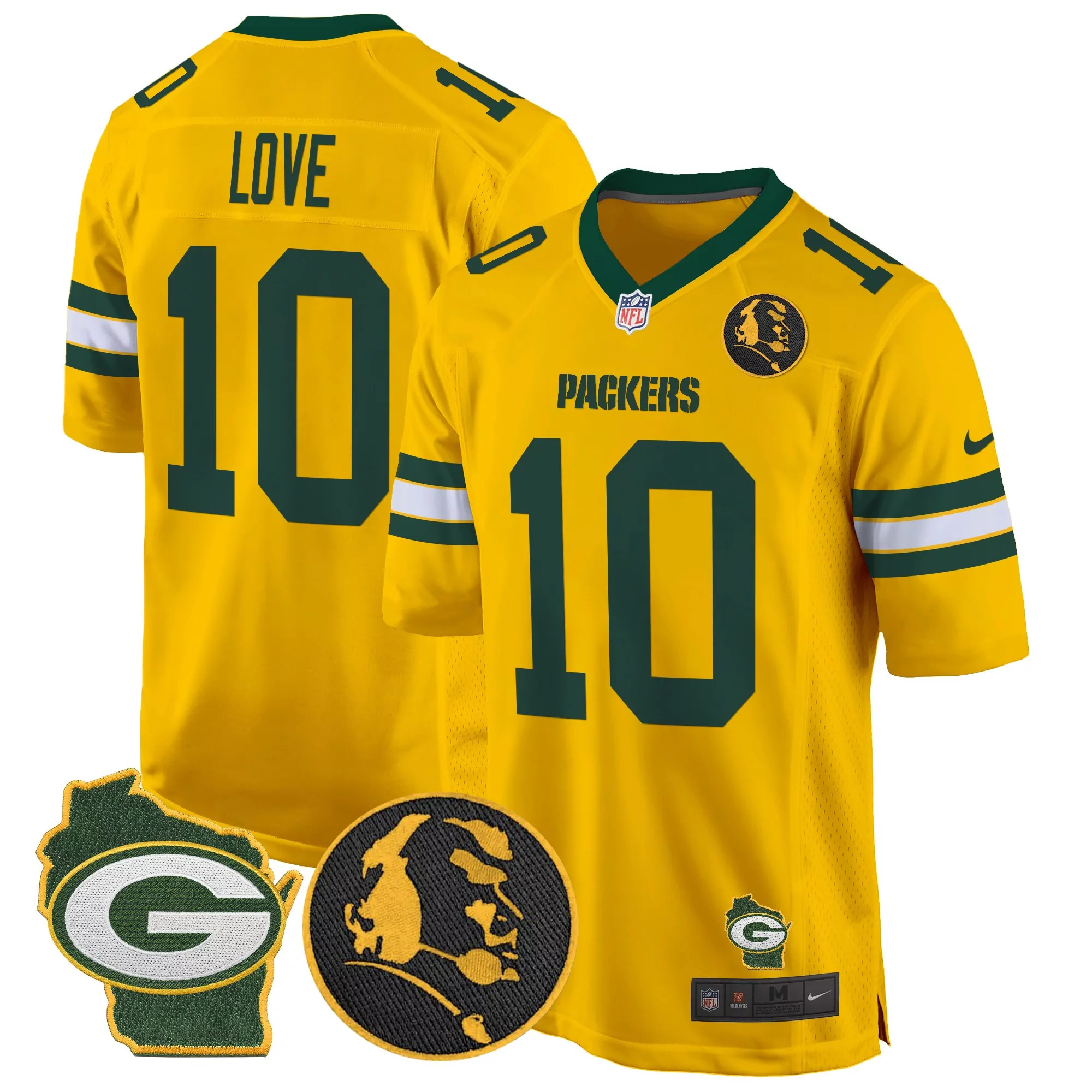 jordan love gold mens green bay packers home patch vapor jersey v2 all stitched