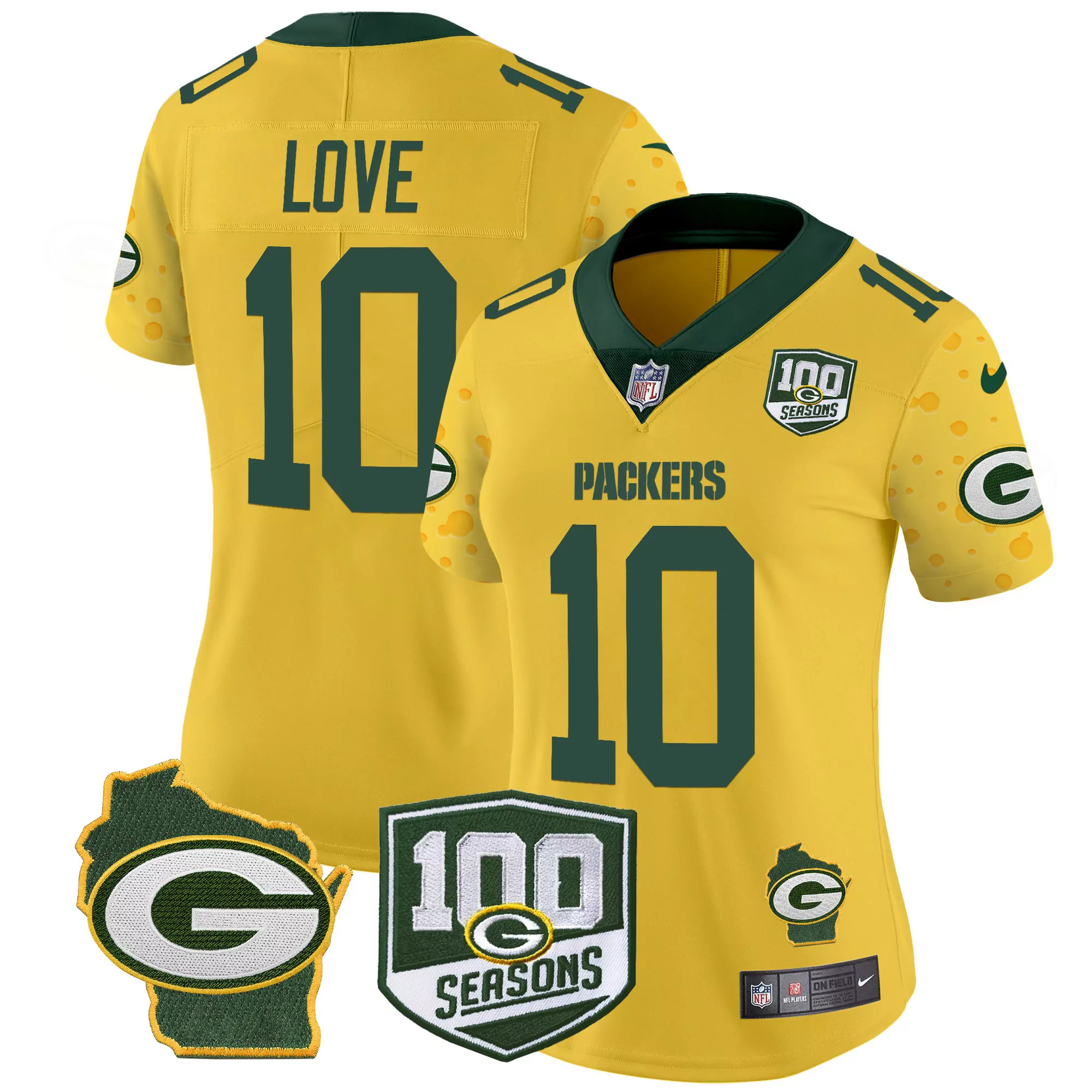 jordan love gold mens green bay packers wisconsin state patch vapor limited jersey all sttiched