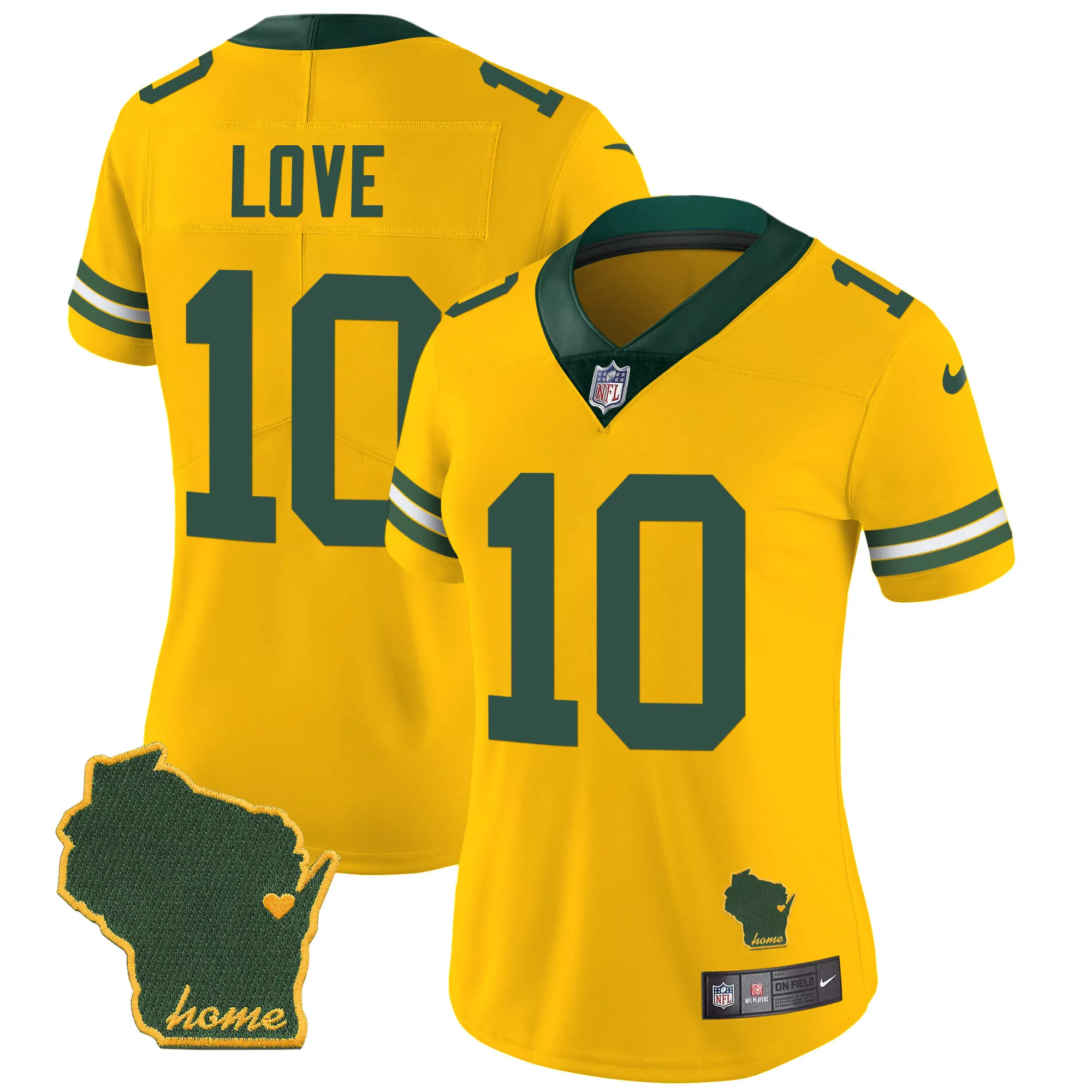 jordan love gold mens green bay packers wisconsin state patch vapor limited jersey all sttiched