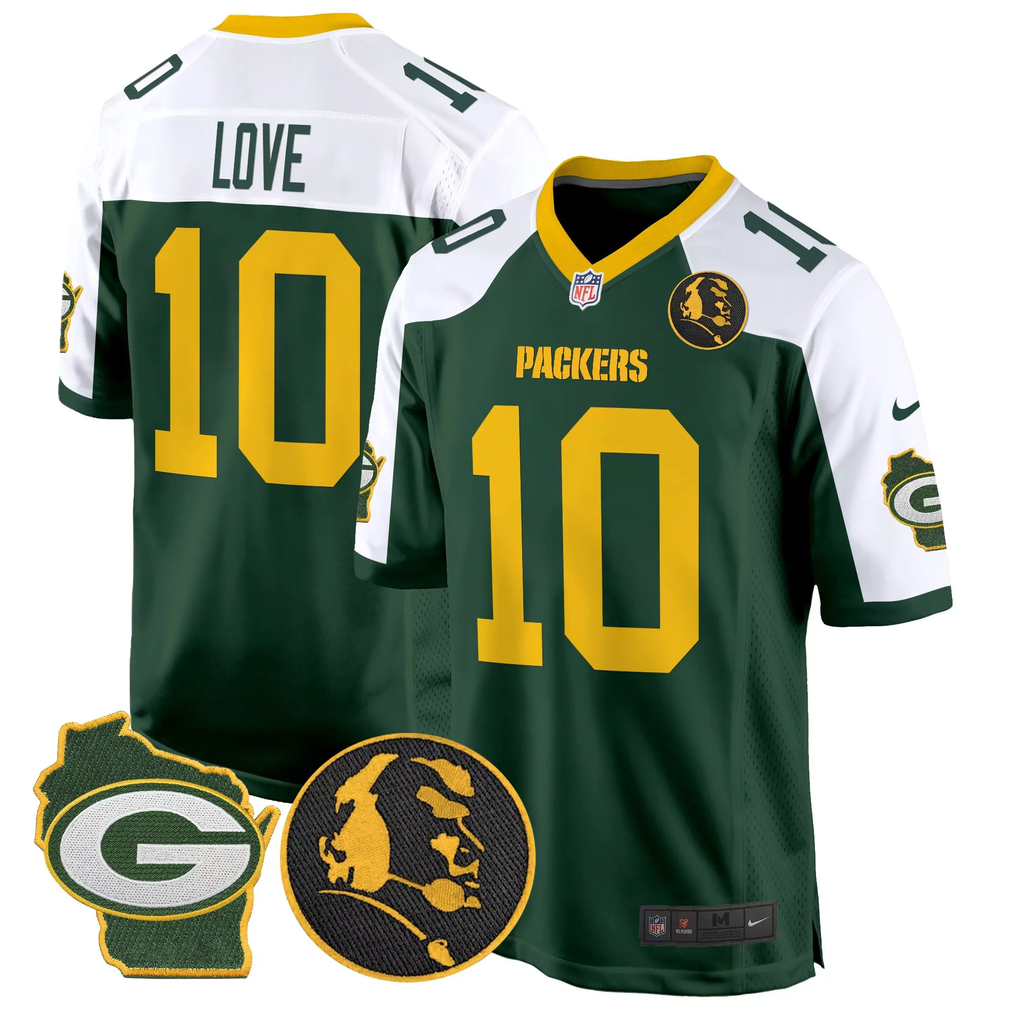 jordan love green alternate mens green bay packers 100th season home patch vapor limited jersey all stitched