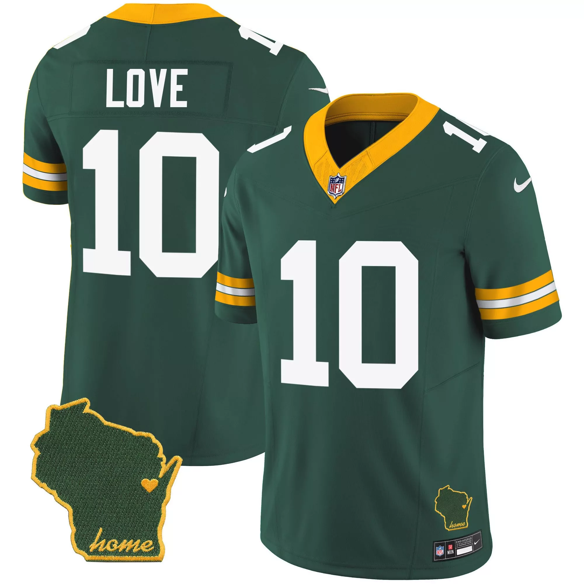 jordan love green mens green bay packers 13 time world champions home patch vapor jersey all stitched