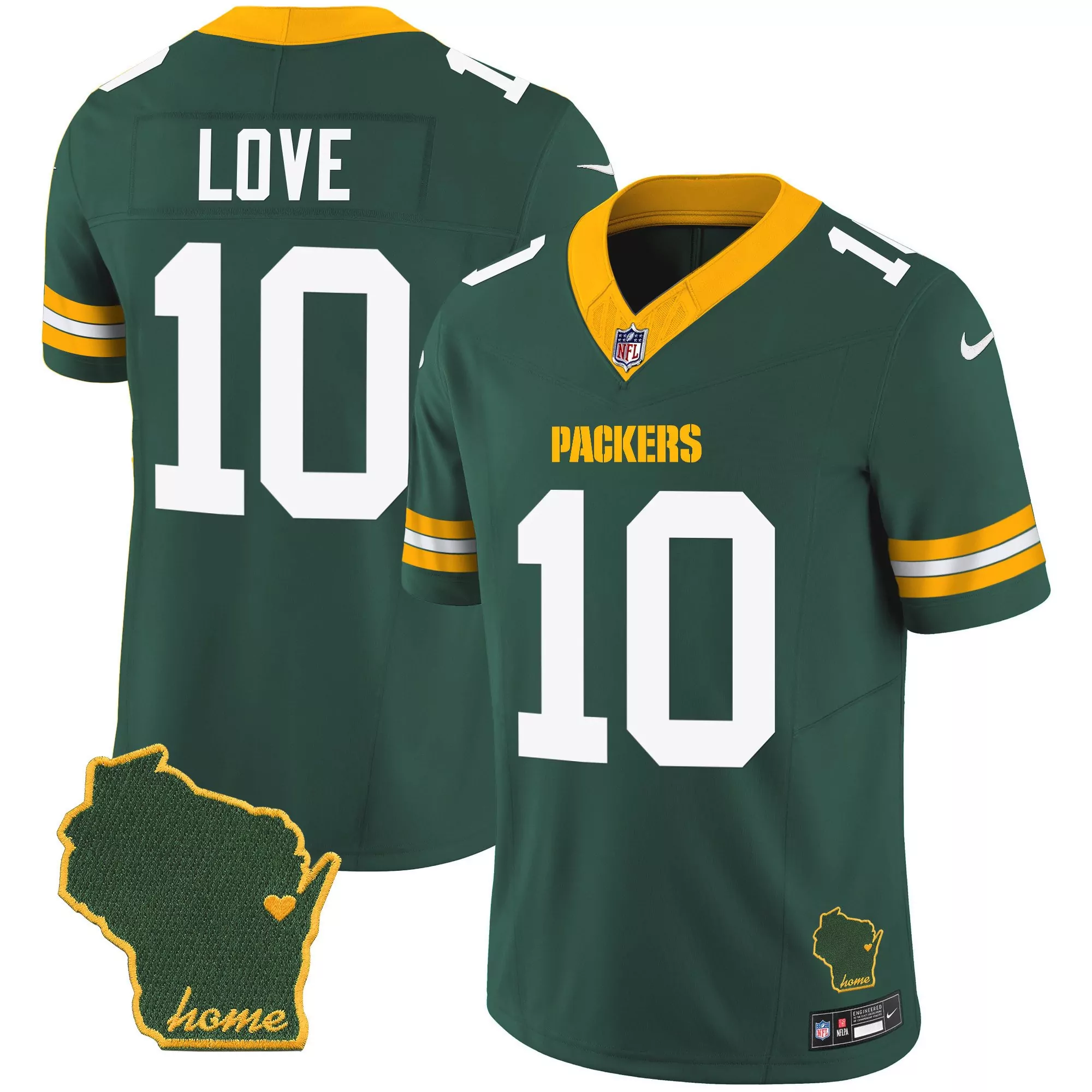 jordan love green mens green bay packers home patch vapor jersey v2 all stitched