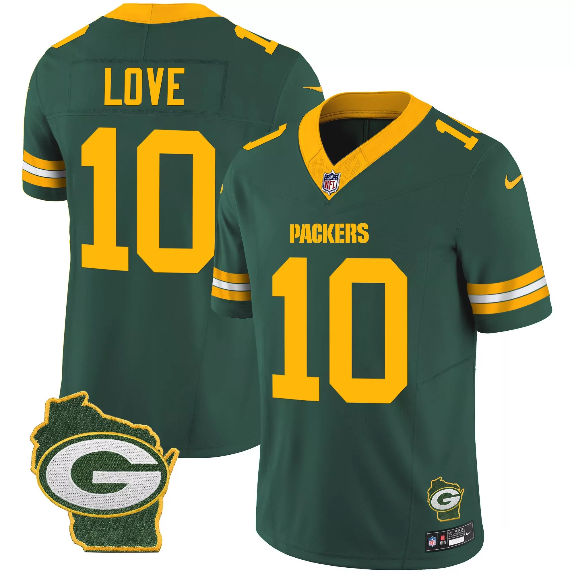 jordan love green mens green bay packers home patch vapor jersey v2 all stitched
