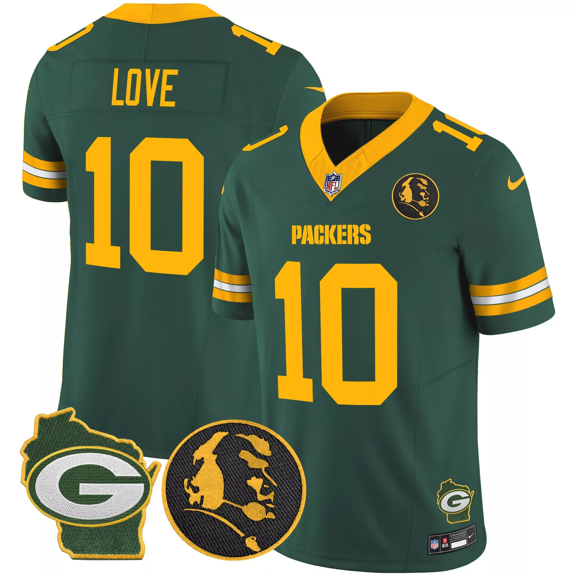 jordan love green mens green bay packers home patch vapor jersey v2 all stitched