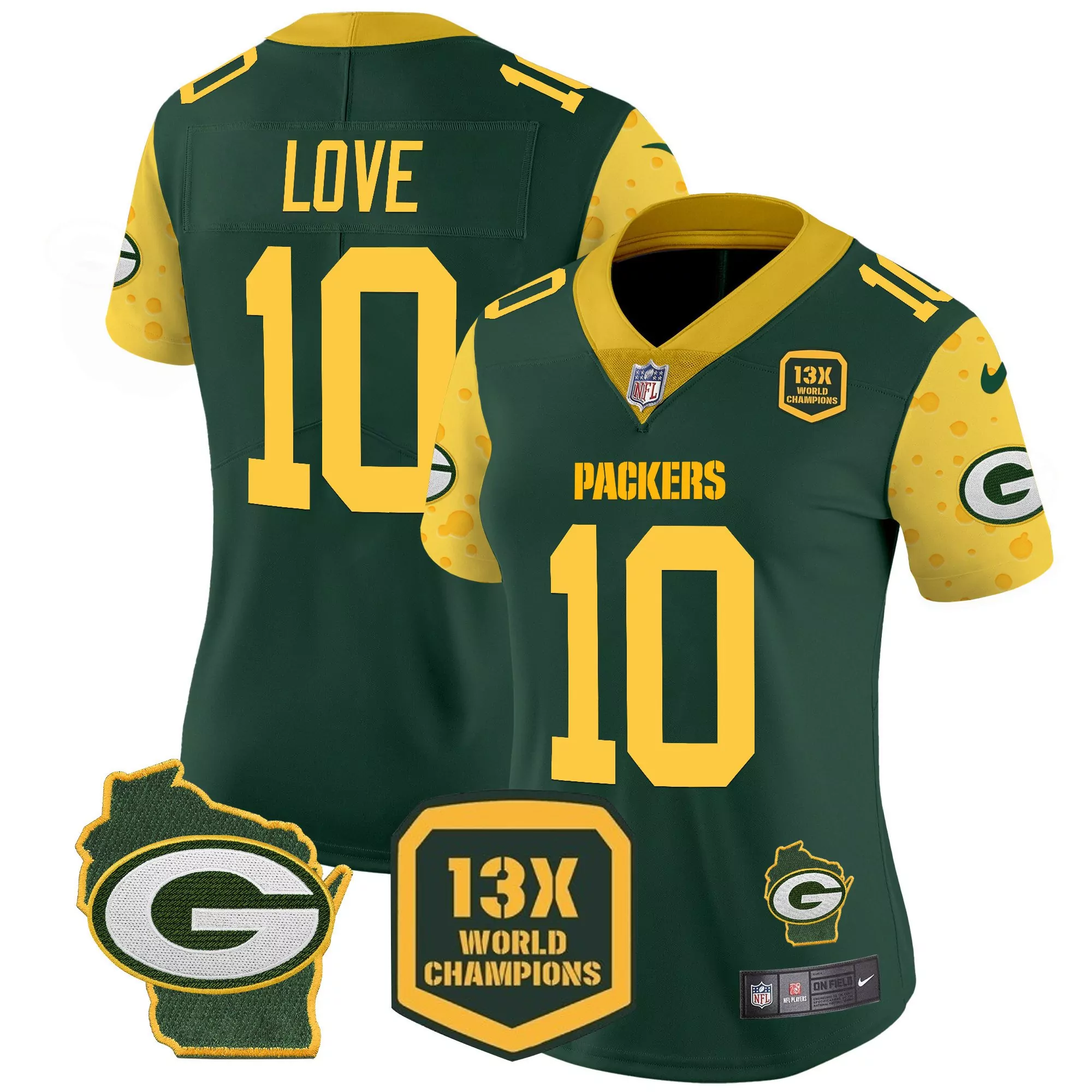 jordan love green womens green bay packers cheese vapor limited jersey all stitched