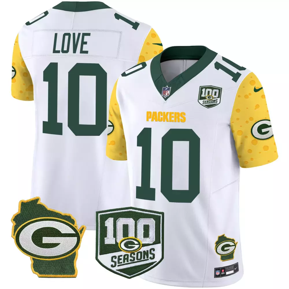 Jordan Love Green Bay Packers 100th Season Gold Vapor Limited Jersey | Stitched Fan Gear for Men, Women & Youth