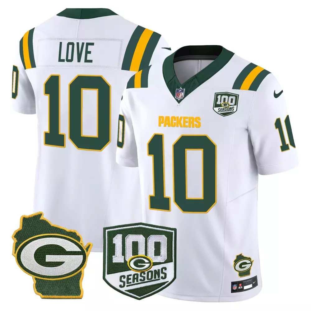 Jordan Love Green Bay Packers 100th Season Gold Vapor Limited Jersey | Stitched Fan Gear for Men, Women & Youth