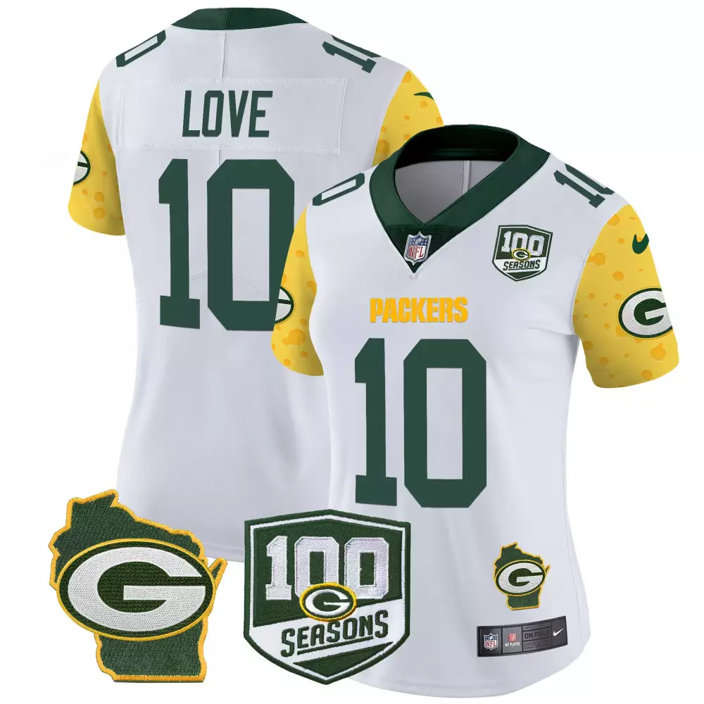 jordan love white mens green bay packers wisconsin state patch vapor limited jersey all sttiched