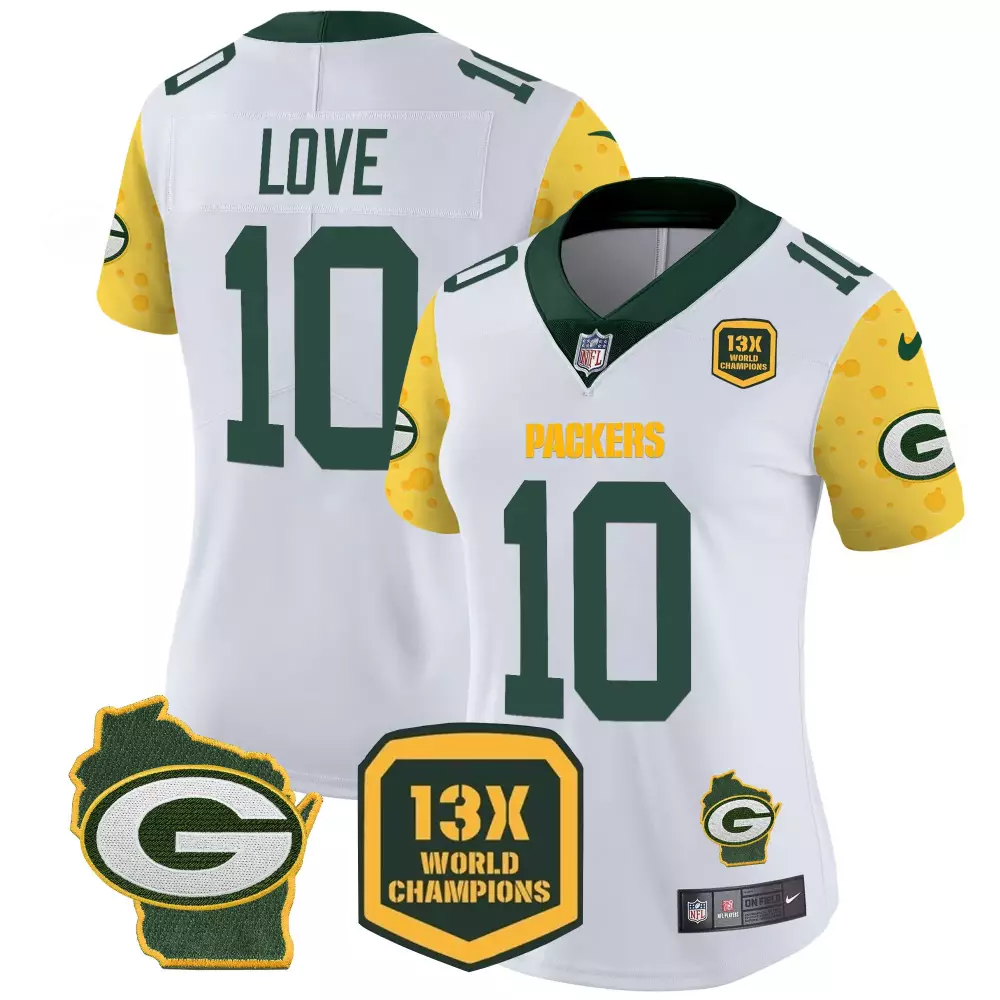jordan love white mens green bay packers wisconsin state patch vapor limited jersey all sttiched