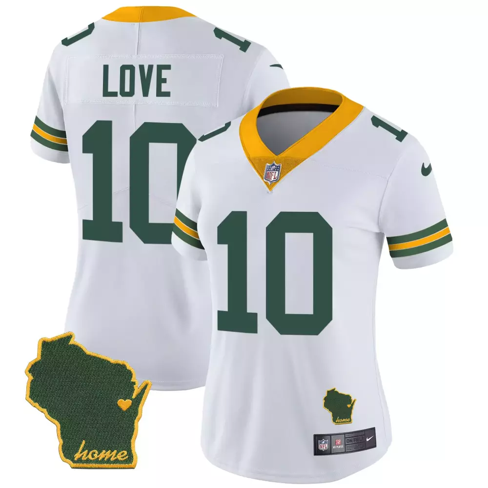 jordan love white mens green bay packers wisconsin state patch vapor limited jersey all sttiched