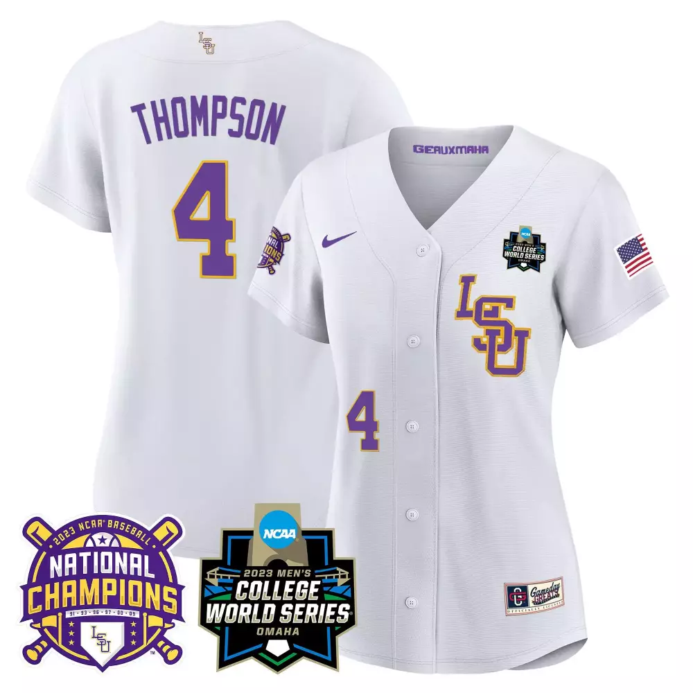 jordan thompson white lsu womens lsu tigers 2023 national champions gold jersey v3 all stitched
