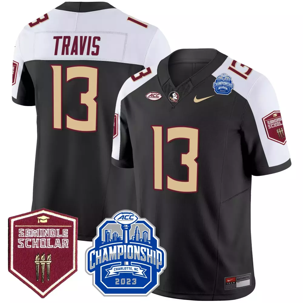Jordan Travis Black Alternate Jersey | 2023 ACC Championship Patch | Stitched Vapor Fan Gear for Men, Women & Youth