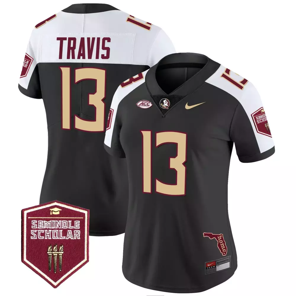 jordan travis black alternate womens florida state seminoles 2023 acc championship patch vapor jersey all stitched