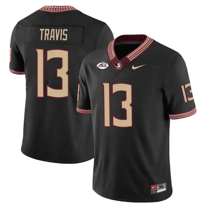 jordan travis black mens florida state seminoles scholar patch vapor limited jersey all stitched