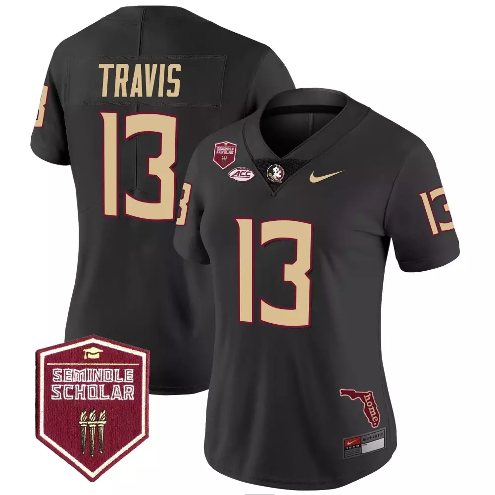 jordan travis black mens florida state seminoles scholar patch vapor limited jersey all stitched