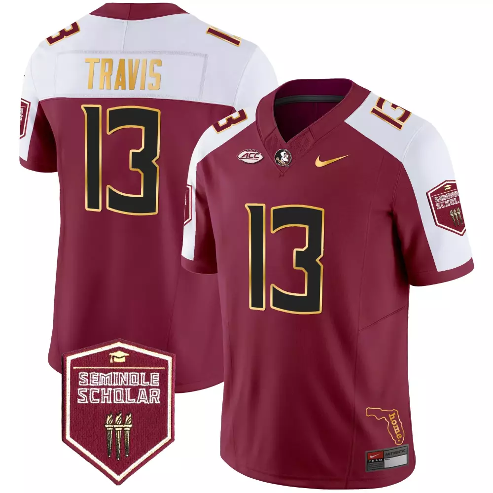 jordan travis garnet alternate mens florida state seminoles 2023 acc championship patch vapor jersey all stitched