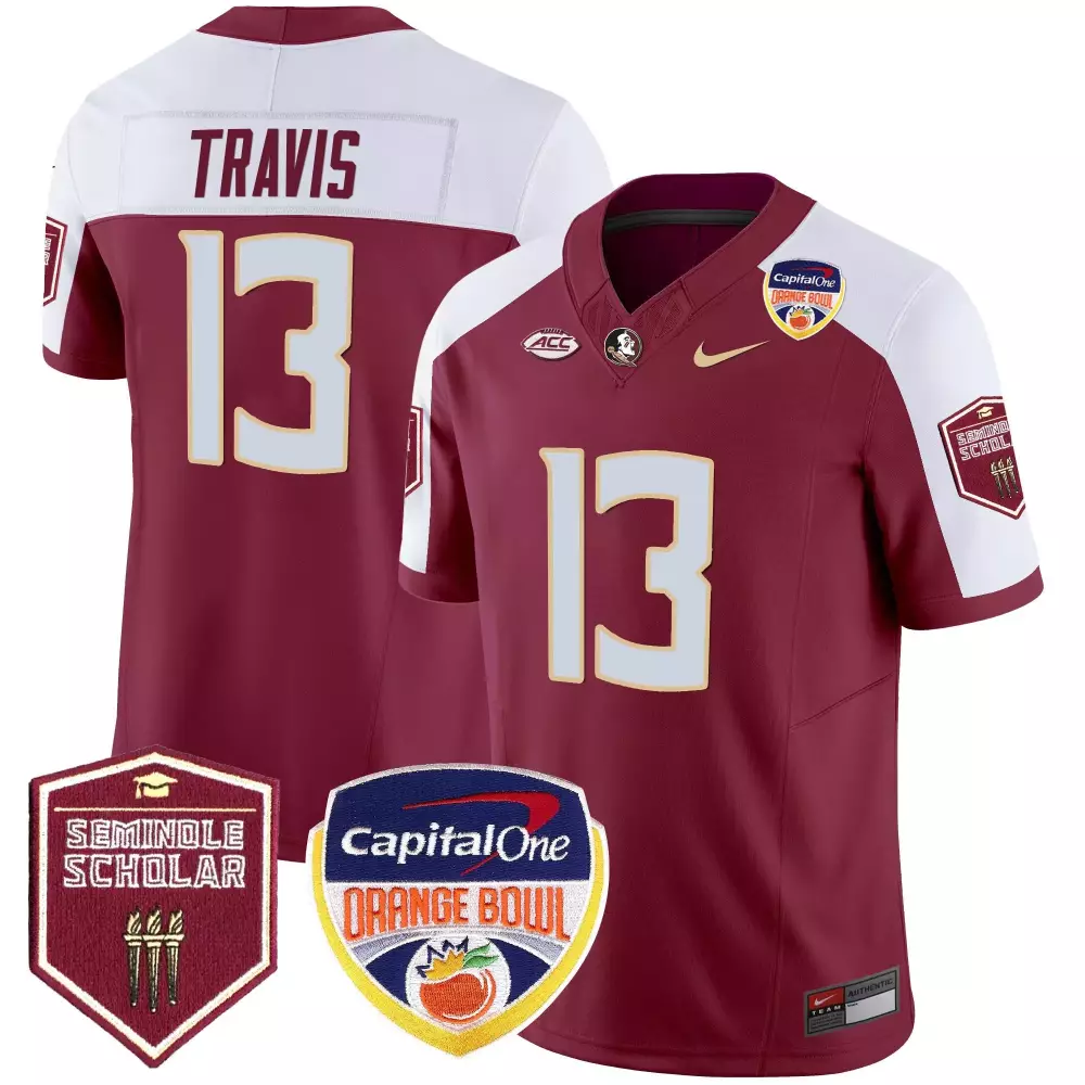 jordan travis garnet alternate mens florida state seminoles 2023 acc championship patch vapor jersey all stitched