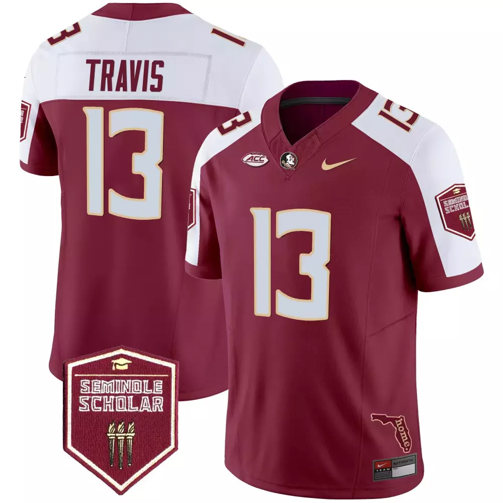jordan travis garnet alternate mens florida state seminoles 2023 acc championship patch vapor jersey all stitched