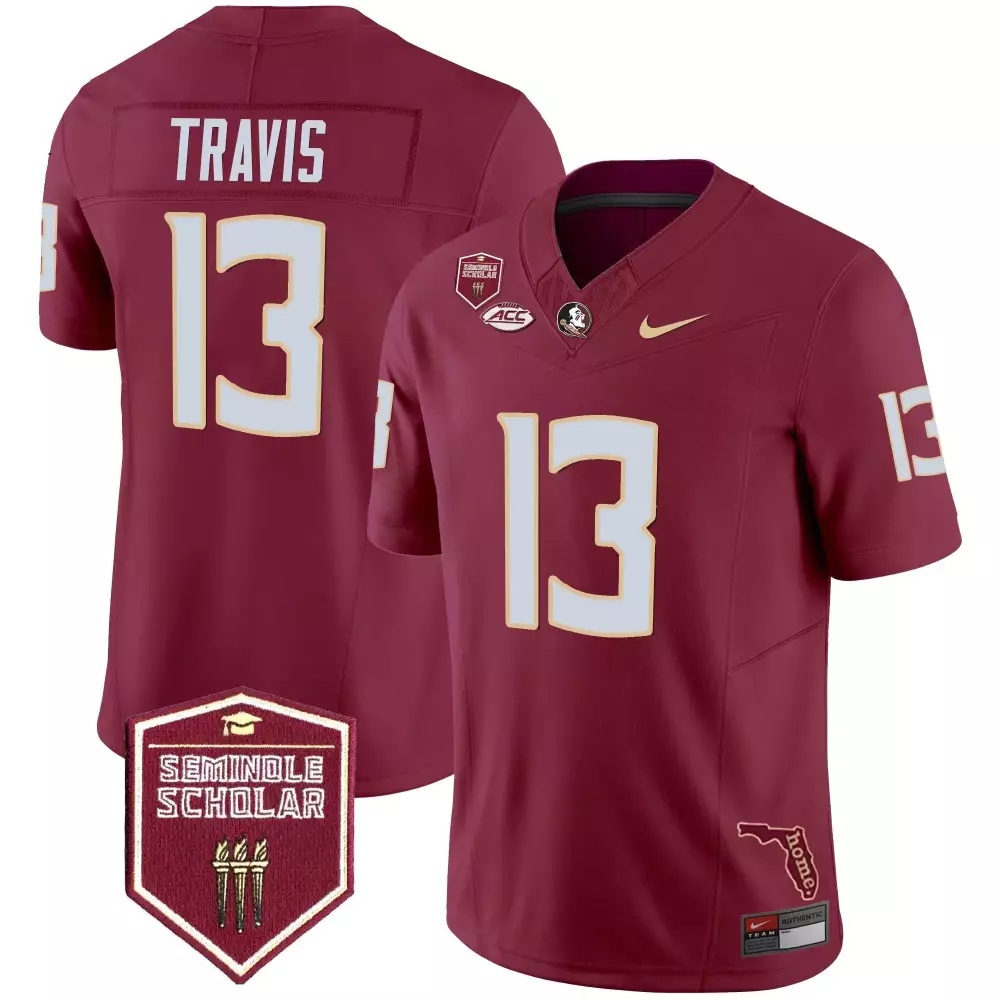 jordan travis garnet mens florida state seminoles scholar patch vapor limited jersey all stitched