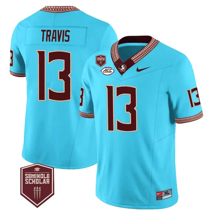 jordan travis turquoise mens florida state seminoles seminole heritage scholar patch vapor limited jersey all stitched