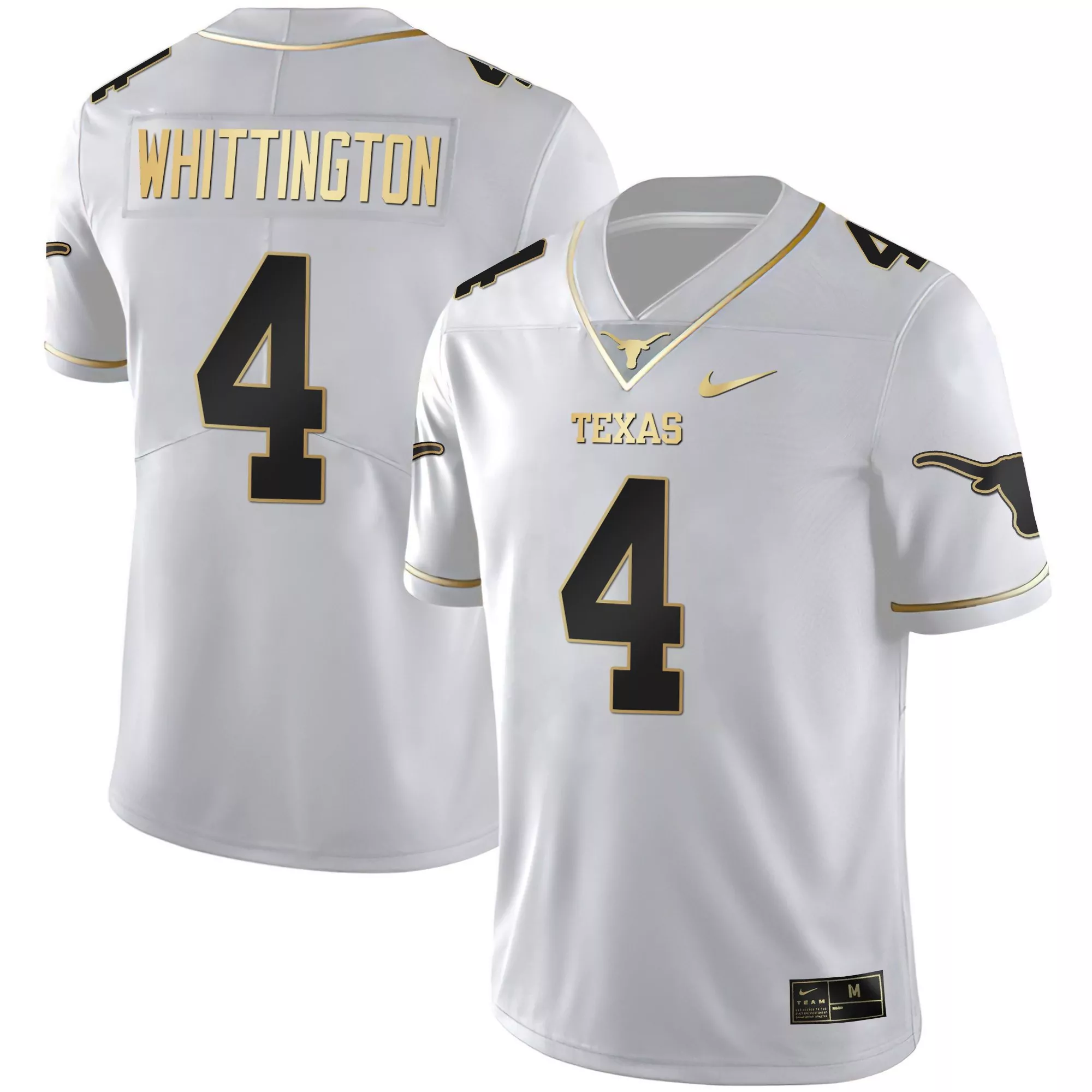 jordan whittington white gold mens texas longhorns black limited gold vapor jersey all stitched
