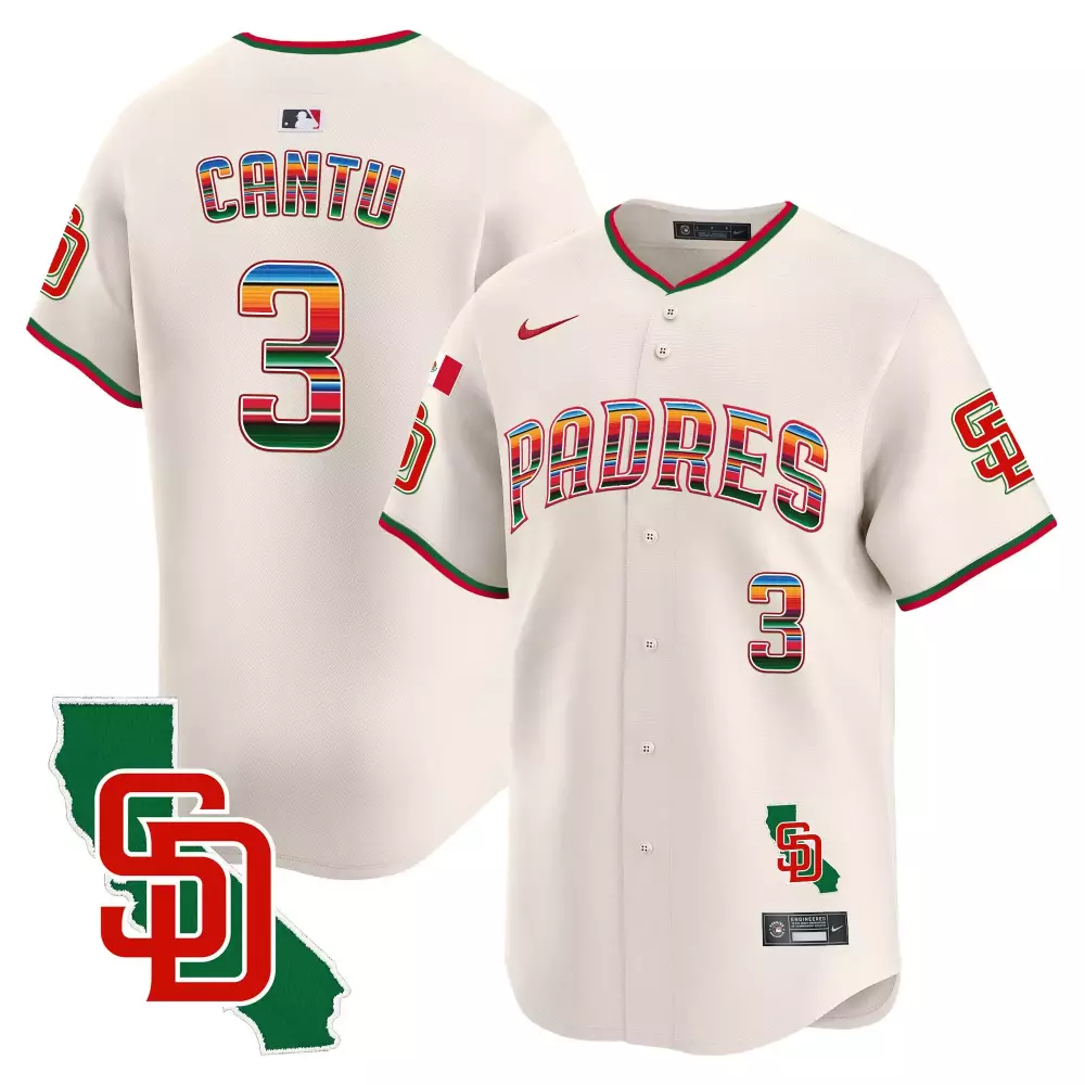Jorge Cantu Cream Padres Mexico Jersey | California Patch Vapor Premier Limited Edition V3 | Fan Gear for Men, Women & Youth