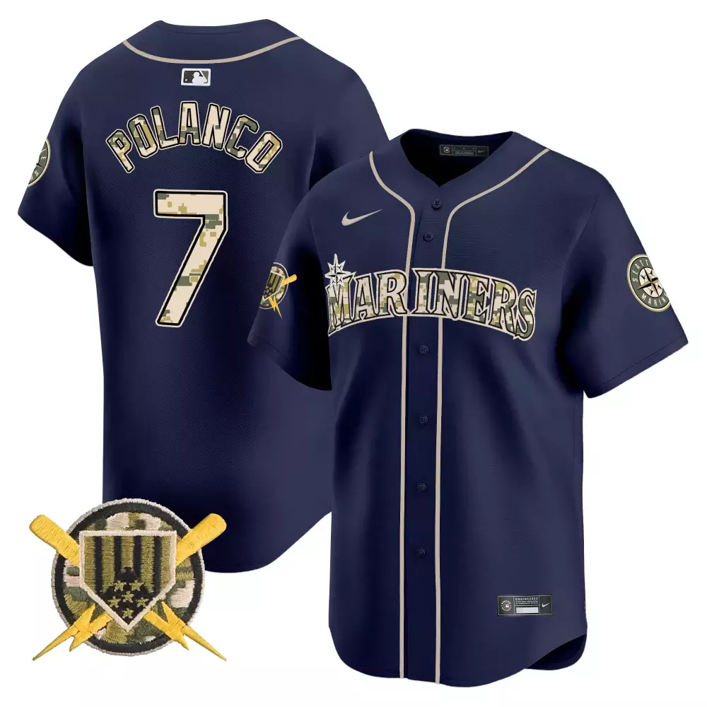 jorge polanco navy mens seattle mariners armed forces day vapor premier limited jersey all stitched