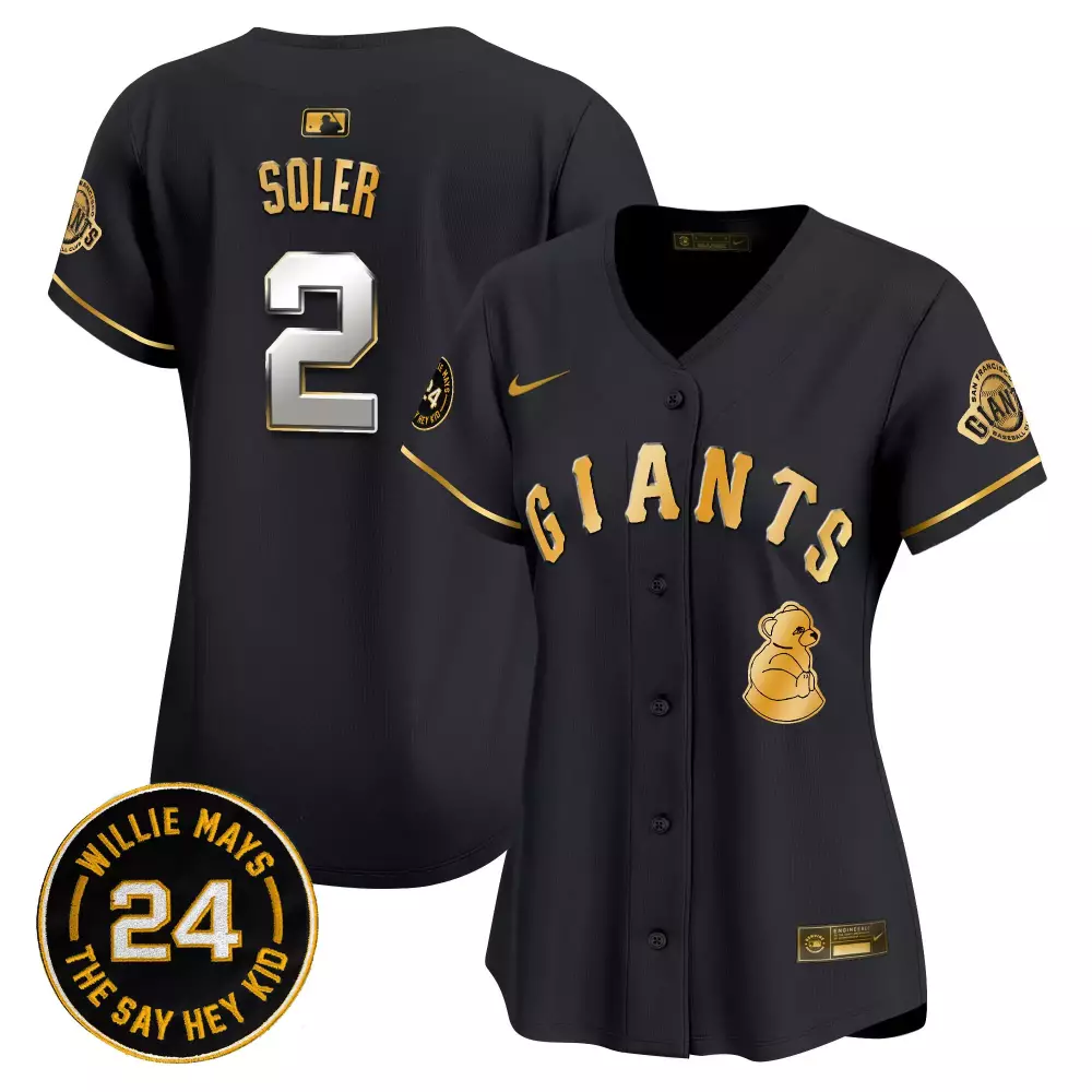 jorge soler black gold womens san francisco giants 2024 willie mays patch vapor premier limited jersey v4 all stitched