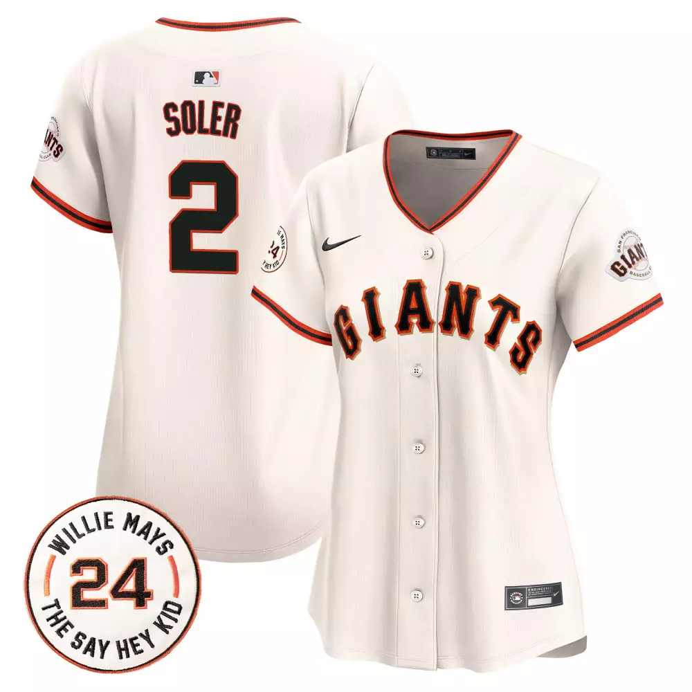 jorge soler cream womens san francisco giants 2024 willie mays patch vapor premier limited jersey all stitched