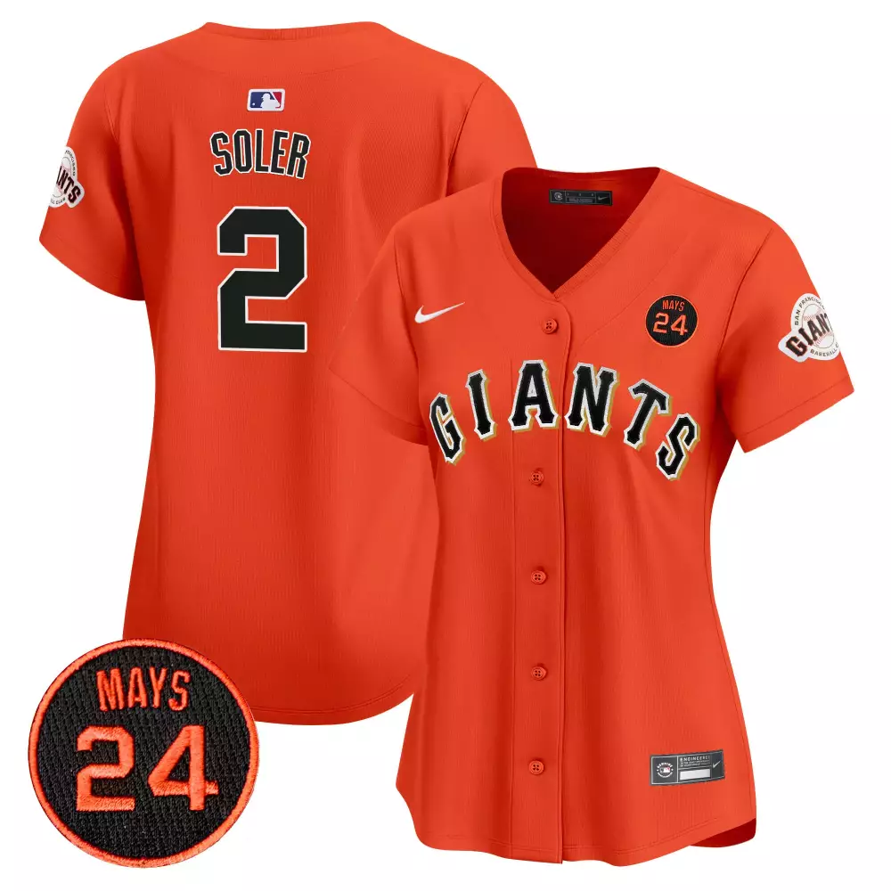 jorge soler orange womens san francisco giants 2024 willie mays patch vapor premier limited jersey v3 all stitched