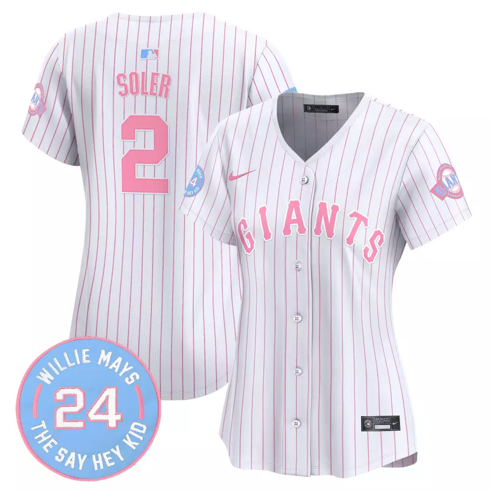 jorge soler pinstripe womens unisex san francisco giants bubblegum pink vapor premier limited jersey all stitched