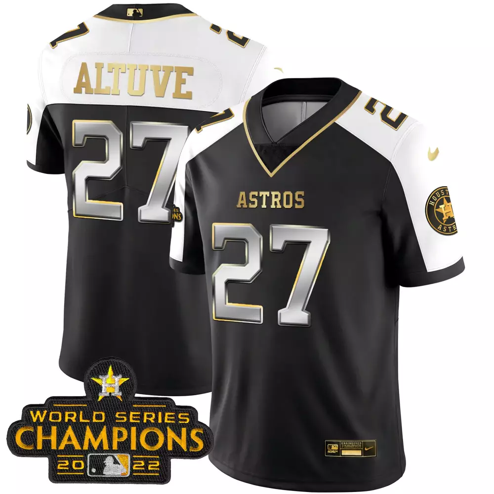 Jose Altuve Houston Astros 2023 Champions Orange Gold Jersey | Cool Base | All Stitched Fan Gear for Men, Women & Youth