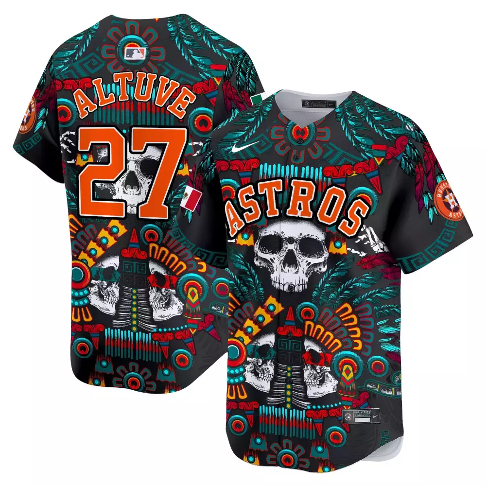 Jose Altuve Houston Astros Mexico Skull Jersey V2 | Printed Vapor Premier Limited Edition | Fan Gear for Men, Women & Youth