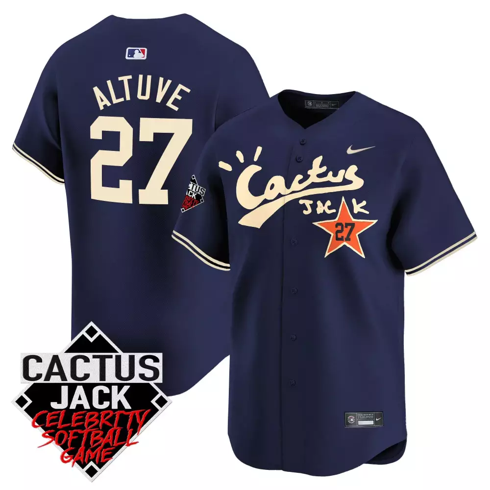 Jose Altuve Houston Astros Cactus Jack Celebrity Softball Game Patch Jersey | Stitched Vapor Premier Limited Edition | Fan Gear for Men, Women & Youth