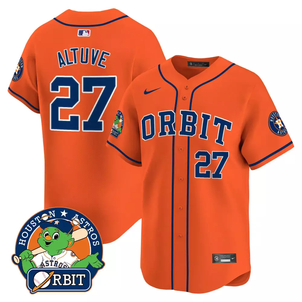Jose Altuve Houston Astros 2025 Orange Navy Cool Base Split 2022 Champions Jersey | All Stitched Fan Gear | For Men, Women & Youth