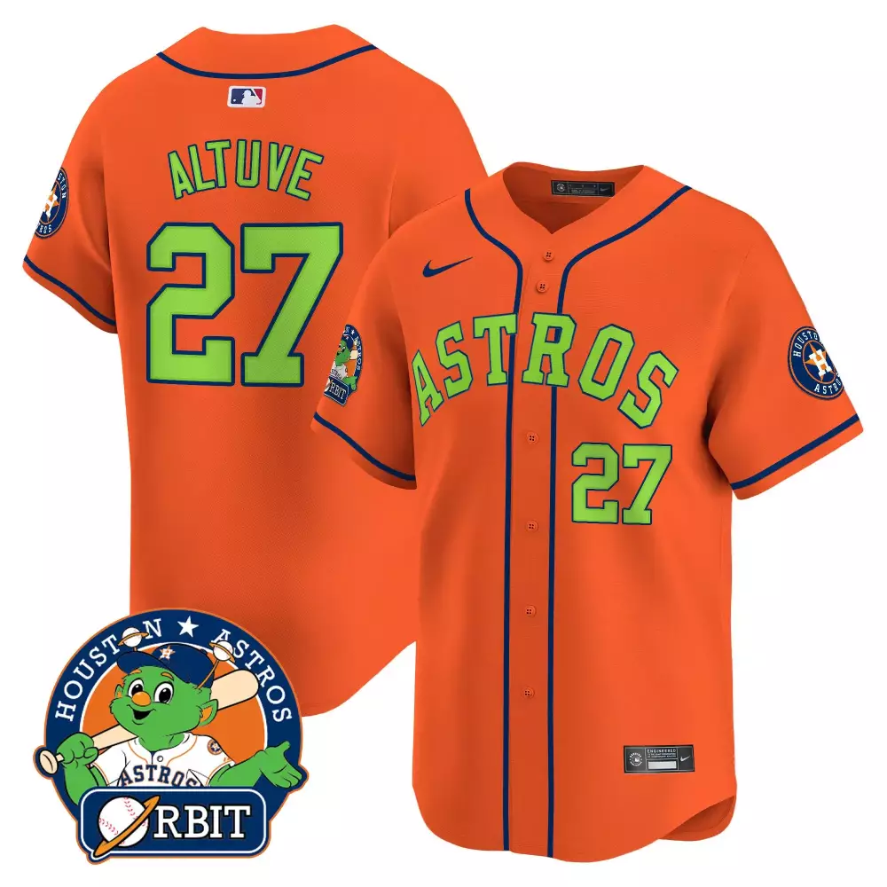 Jose Altuve Houston Astros 2025 Orange Navy Cool Base Split 2022 Champions Jersey | All Stitched Fan Gear | For Men, Women & Youth