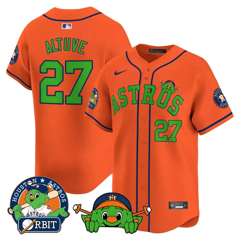 Jose Altuve Houston Astros 2025 Orange Navy Cool Base Split 2022 Champions Jersey | All Stitched Fan Gear | For Men, Women & Youth